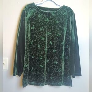 Vintage Bold Spirit Crushed Velvet Top 1X Emerald Green